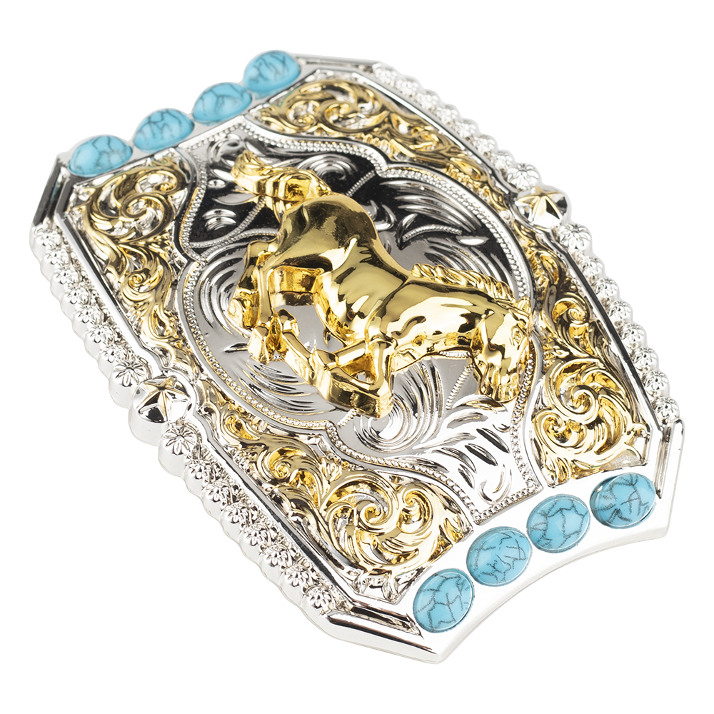 Goldene Pferd Gürtel Schnalle Dekorative Tiere Gemusterten