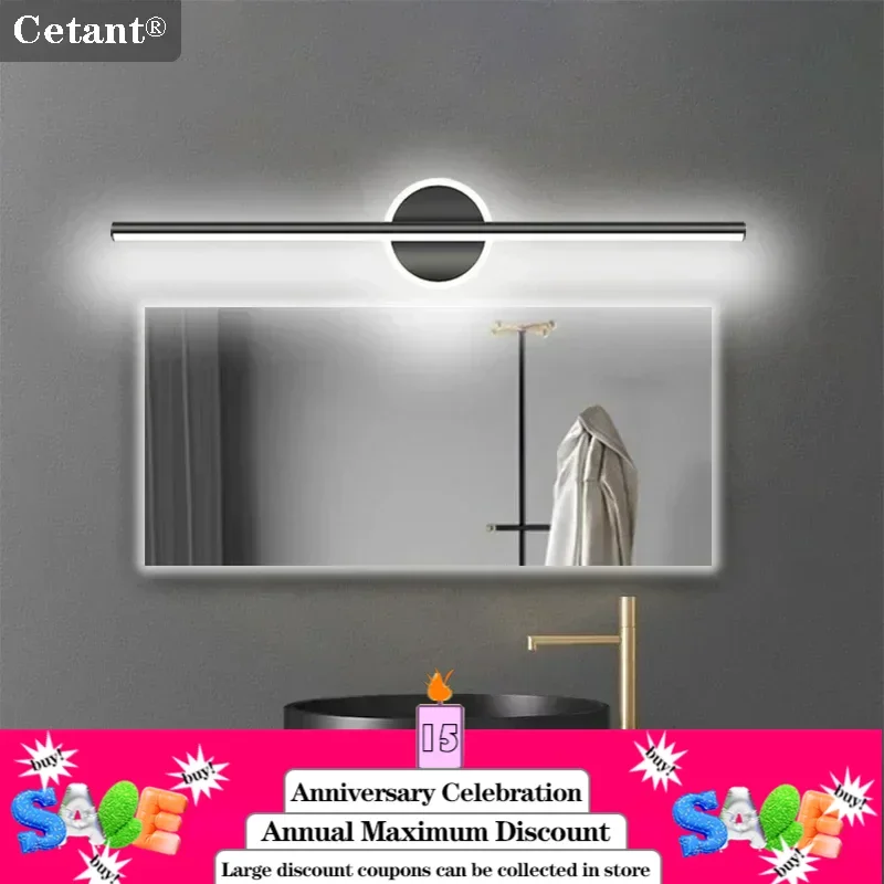 Lámparas de pared LED modernas, luz de espejo de 40CM, tira larga de oro negro, aparadores de baño, lámpara de inodoro, decoración del hogar, brillo de iluminación LED