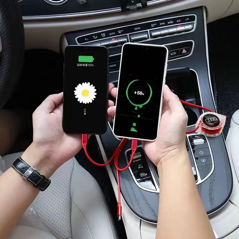 3-в-1 кабель для зарядки Micro USB Type C, мультизарядное устройство для Audi Sline A4 TT A6 A3 A8 Q3 Q5 Q7 Q8 A5 A6 C7 Q5 B9 B7 Автомобильные аксессуары