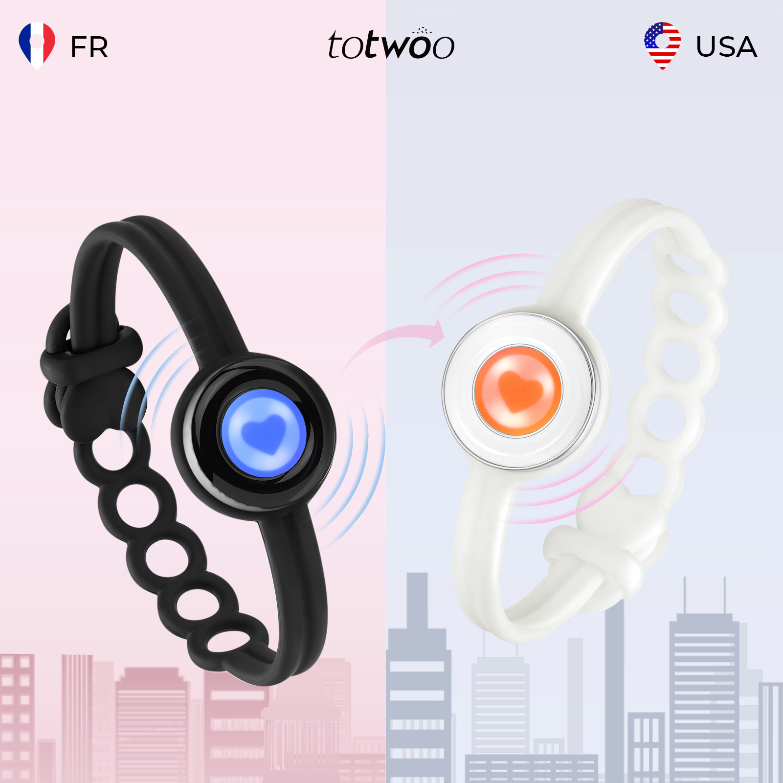 TOTWOO colección de dulces pulseras táctiles de larga distancia banda colorida vibración y luz regalos para novia emparejamiento joyería