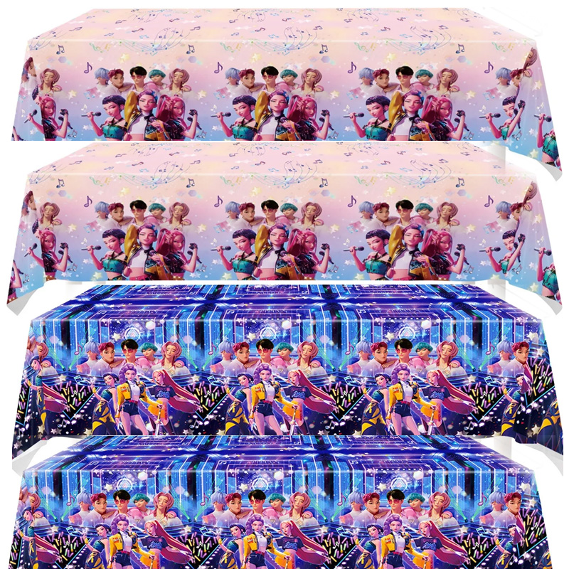 Hot Demon Hunters Tablecloth Birthday Party Decoration KPop Anime Disposable Table Cover Baby Shower Kids Party Supplies