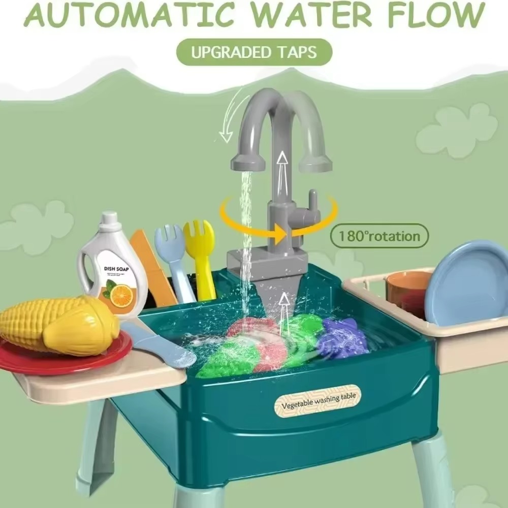Jouets de lavage de légumes pour enfants, jeu à la maison, éducation précoce, simulation de cuisine, table à vaisselle électrique, sortie d'eau