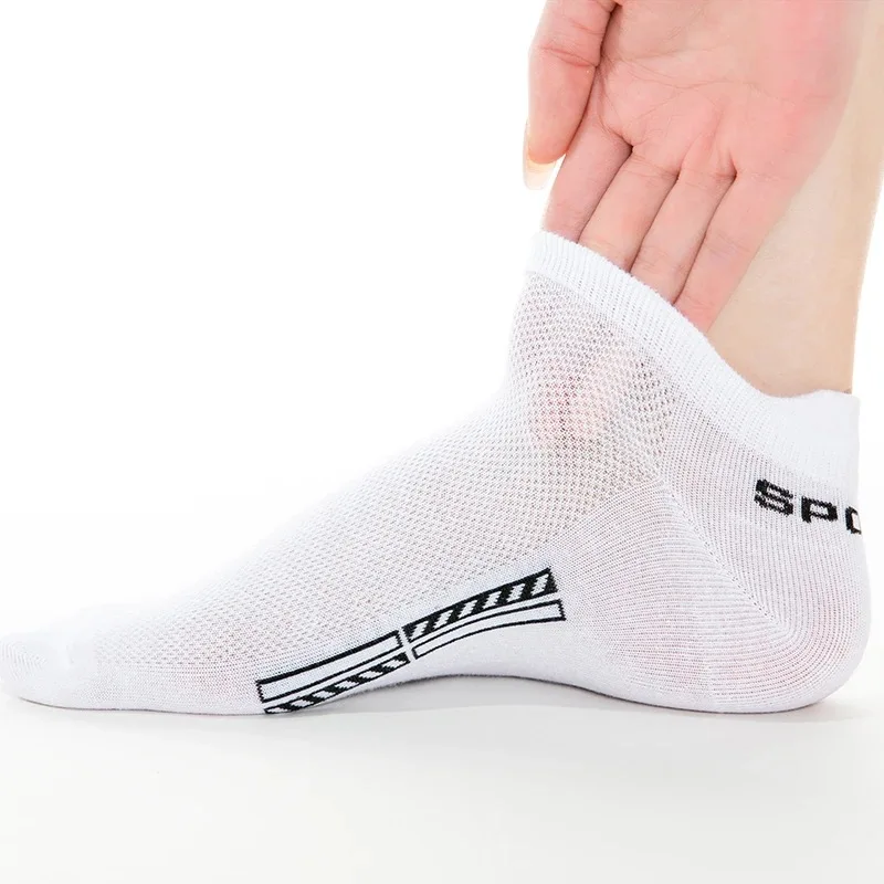 HSS 5 Paar Herrensocken aus Bio-Baumwolle, Knöchel, atmungsaktives Mesh, Sportsocken, lässig, sportlich, Sommer, dünn, kurze Socken, Übergröße, EU40–46