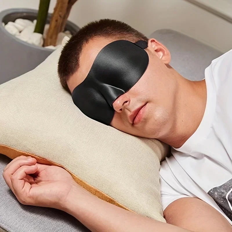 Máscara de ojos opaca suave 3D para dormir, cómoda cubierta acolchada para sombra de ojos, ayuda para relajarse en viajes para hombres y mujeres