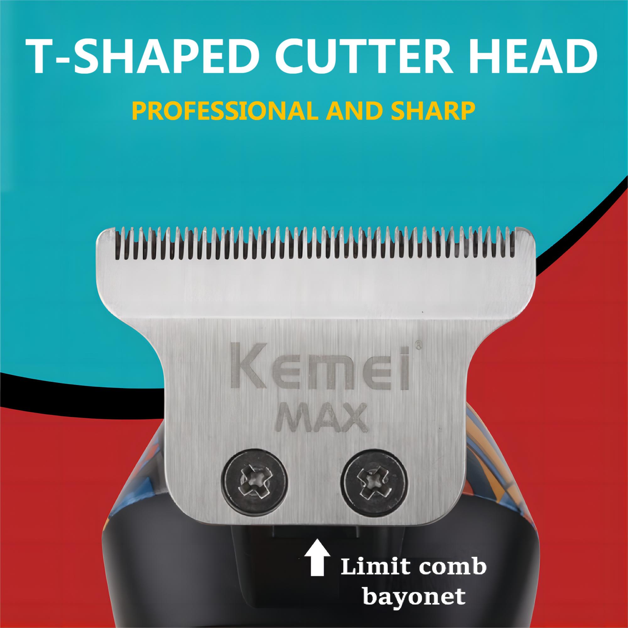 Kemei-5090 aparadores de cabelo com display digital, empurrador de barbeiro profissional para homens, máquina de cortar cabelo elétrica com padrão de graffiti aleatório