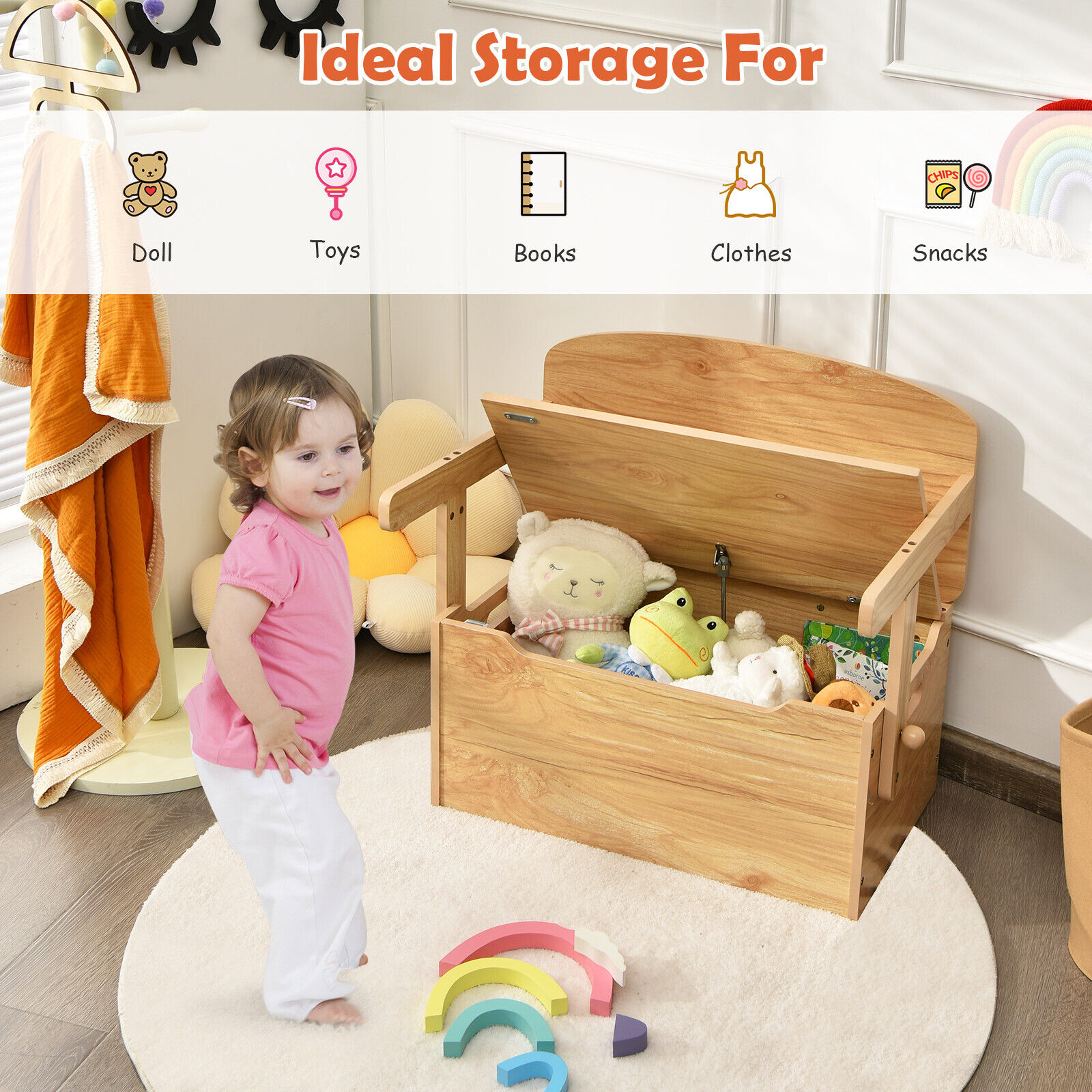 DORTALA Kids Convertible Activity Bench Table 3-in-1 Desk and Chair Set with Toy Storage