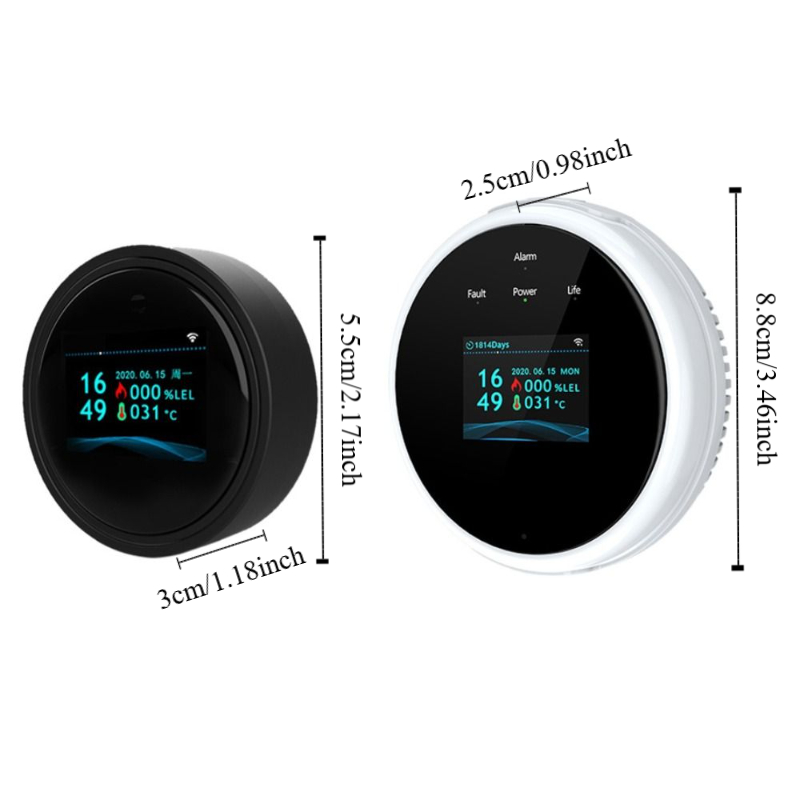 Security Natural Gas Leakage Detector Digital LED Fire Sensing Biogas Leak Detector Temperature Display Smart Gas Alarm Kitchen