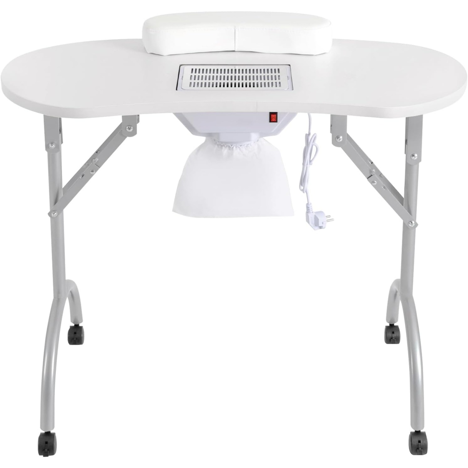 Nageltisch mit Saugnapf, Maniküretisch mit 4 Universalrädern und Staubsaugerbeuteln, Nageltisch für Haushalte, Nagelstudios