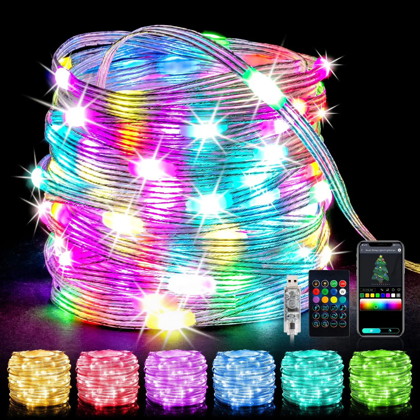 СВЕТОДИОДНЫЕ гирлянды WS2812B, адресные RGB ленты с USB-разъемом для украшения дома, комнаты, свадьбы адресная гирлянда