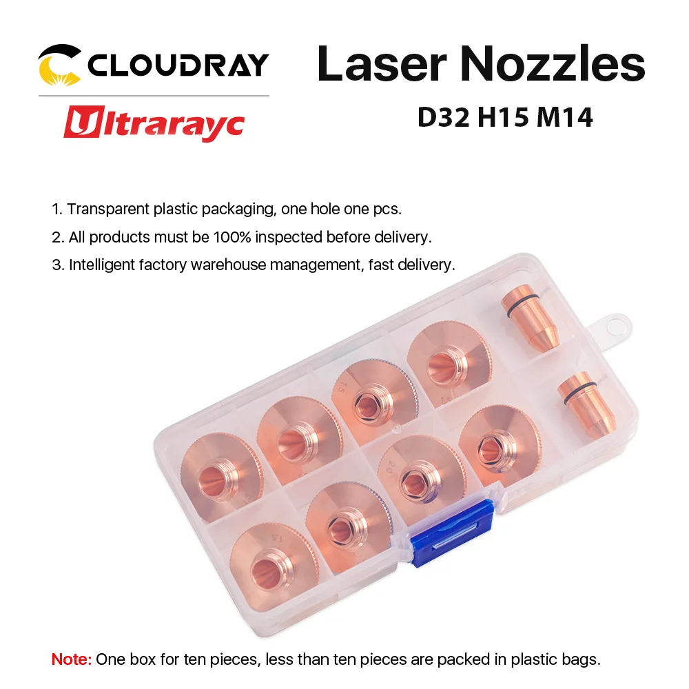Ultrarayc Sợi Đầu Cắt Laser Vòi Phun Đơn Đôi Chrome Mạ Lớp D32 Cỡ Nòng 0.8-6.0Mm Cho Raytools đầu Laser
