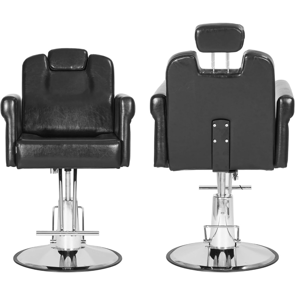Hydraulic Pump Reclining Salon Chair with Removable Headrest, Adjustable Height and 360-Degree Swivel for Hair Spa