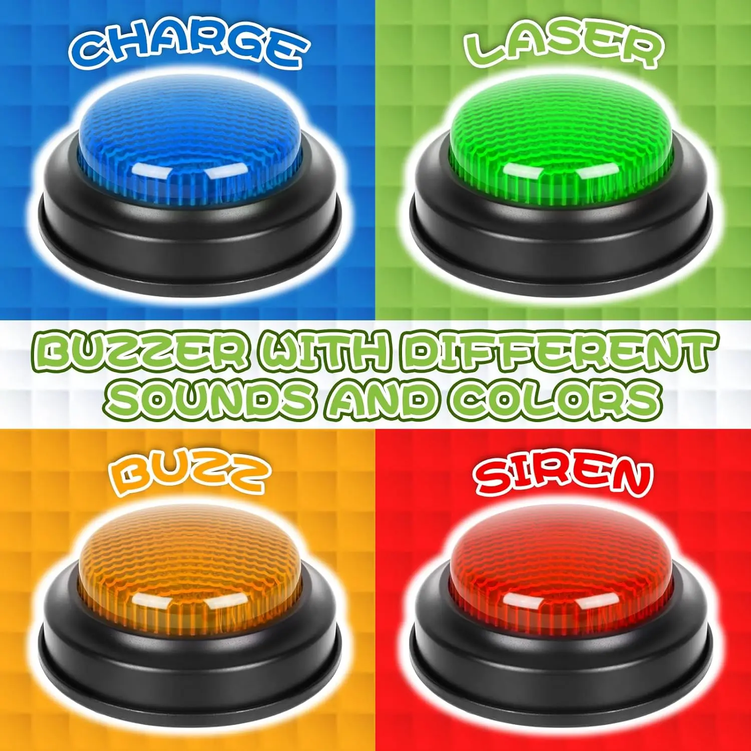 Answer Buzzers for Game Shows 4pcs Game Buzzers with Lights & Sounds Buzz Buttons for Kids - Perfect for Classroom Games