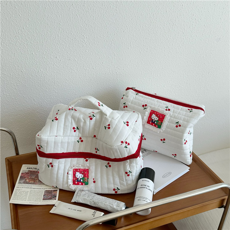 Kawaii Cartoon Hellokitty Make-up Tas Set Schattig Meisje Reizen Grote Capaciteit 3-delige Opbergtas Handtas Mode Geschenken