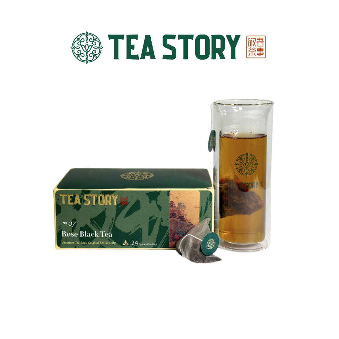 Tea Story Rose Black Tea [Evening Relax] ECOCERT Organic Loose Leaf, Floral Aroma 24Tea Bags x 2g