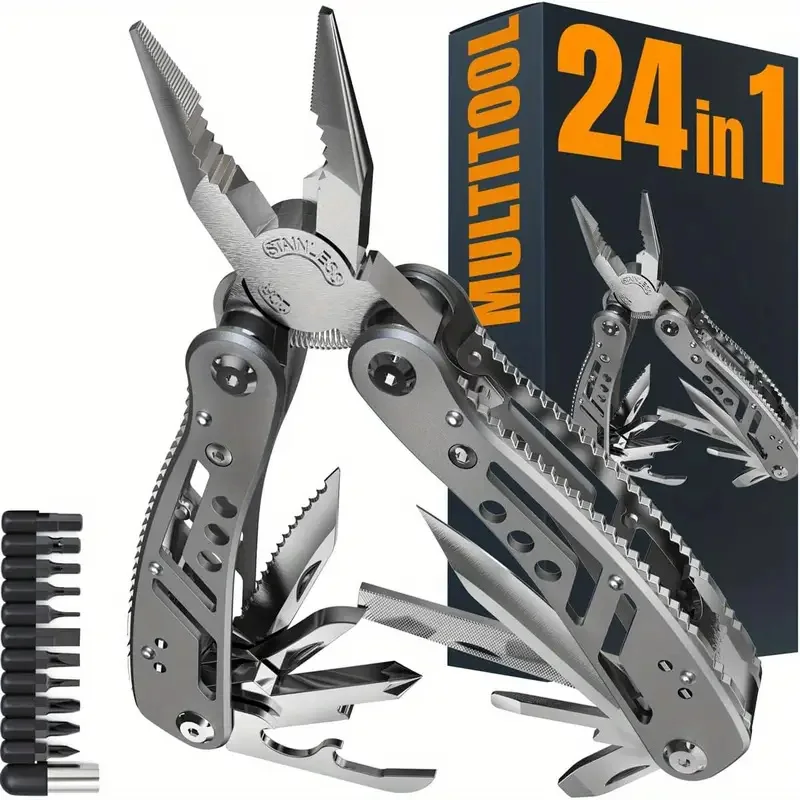 Pinza multiutensile 24 in 1 multiutensile con ​ Multiutensile professionale per regali di sopravvivenza, campeggio e caccia per uomo, papà, banda Hus