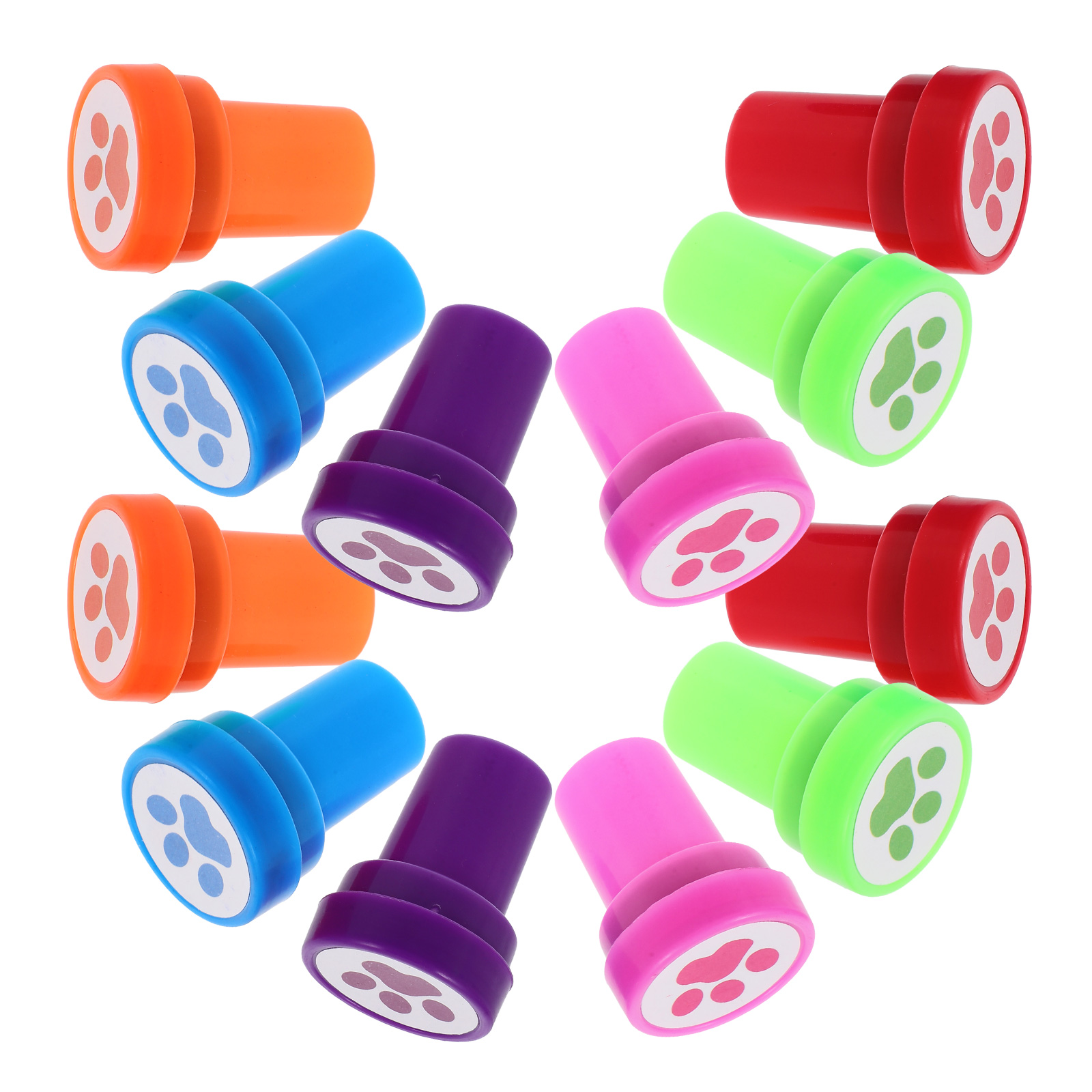 12 Pcs Dog Paw Small Seal Cute Plastic Stamp Print Ornament Decorate Stamps Journal Child