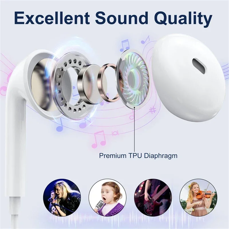Fones de ouvido com fio tipo C originais, compatíveis com Xiaomi 14/13/12 Pro/Ultra/Lite, 3,5 mm, funciona para Redmi/POCO/Huawei/Samsung