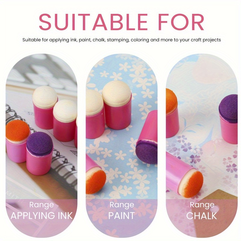 10pcs Craft Finger Sponge Daubers Drawing Project Finger Painting Sponge Set for Card Making, Painting, Stamping, Ink