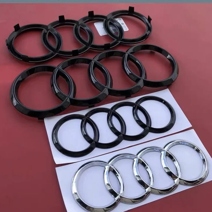 4 anillos ABS capó de coche capó delantero parrilla maletero trasero emblema para AUDI Logo insignia pegatina para A3 A4 A5 A6 A7 Q2 Q3 Q5 Q8 TT
