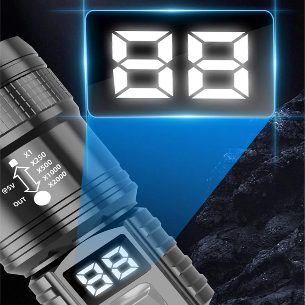Linternas LED recargables portátiles, linterna táctica militar de alta potencia, lámpara con Zoom para acampar al aire libre y pescar