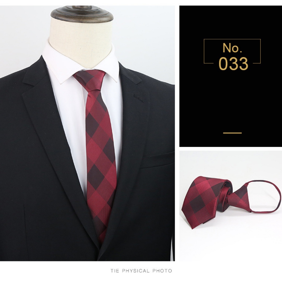 Cravates à fermeture éclair rouge violet hommes 7CM cravate de cou maigre cravates à rayures solides cravate à fermeture éclair automatique pour hommes cravates paresseuses bleues