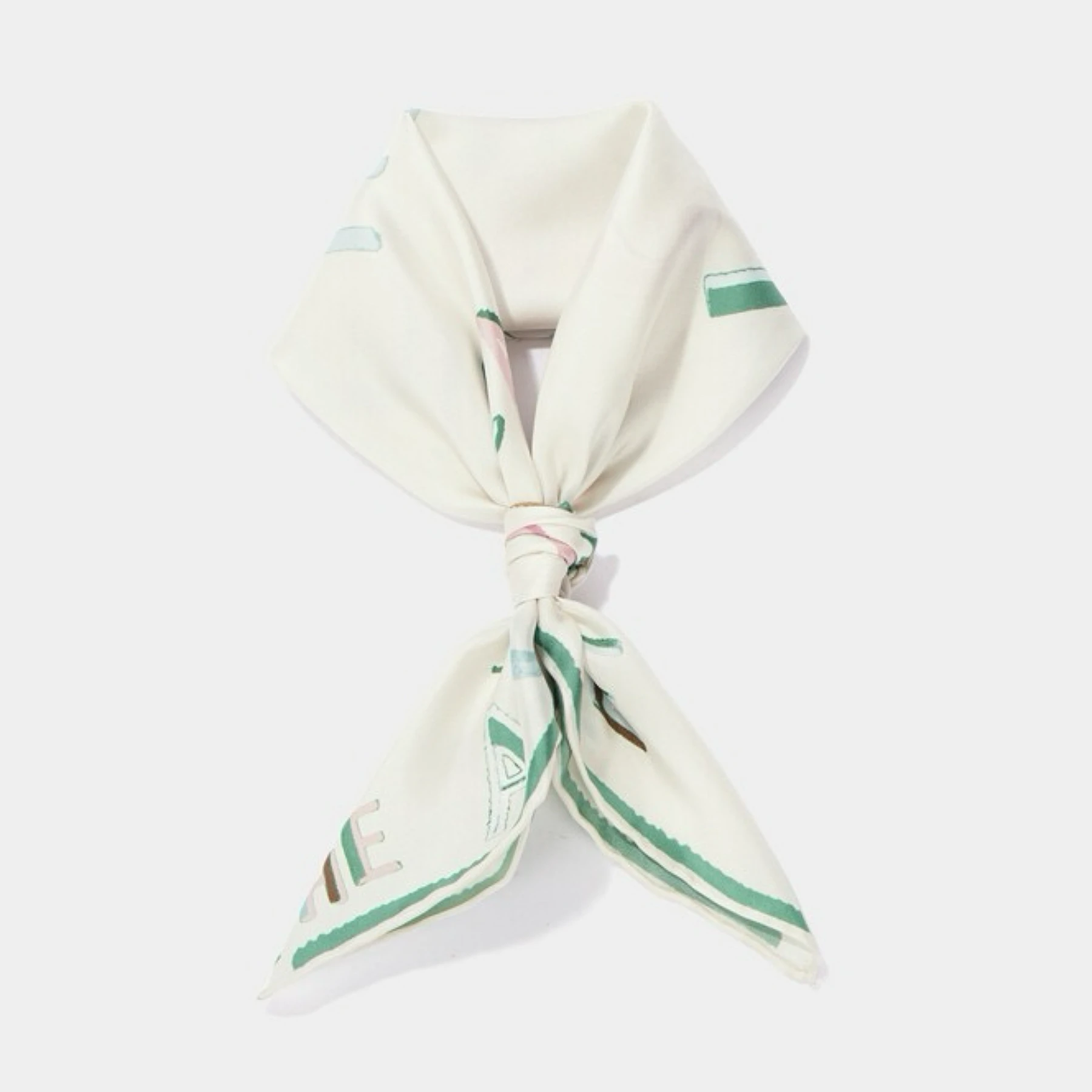 Bufanda de Seda con Estampado de Letras y Bloques de Color, Estilo Casual de Principios de Otoño, Bufanda Decorativa Larga Re...