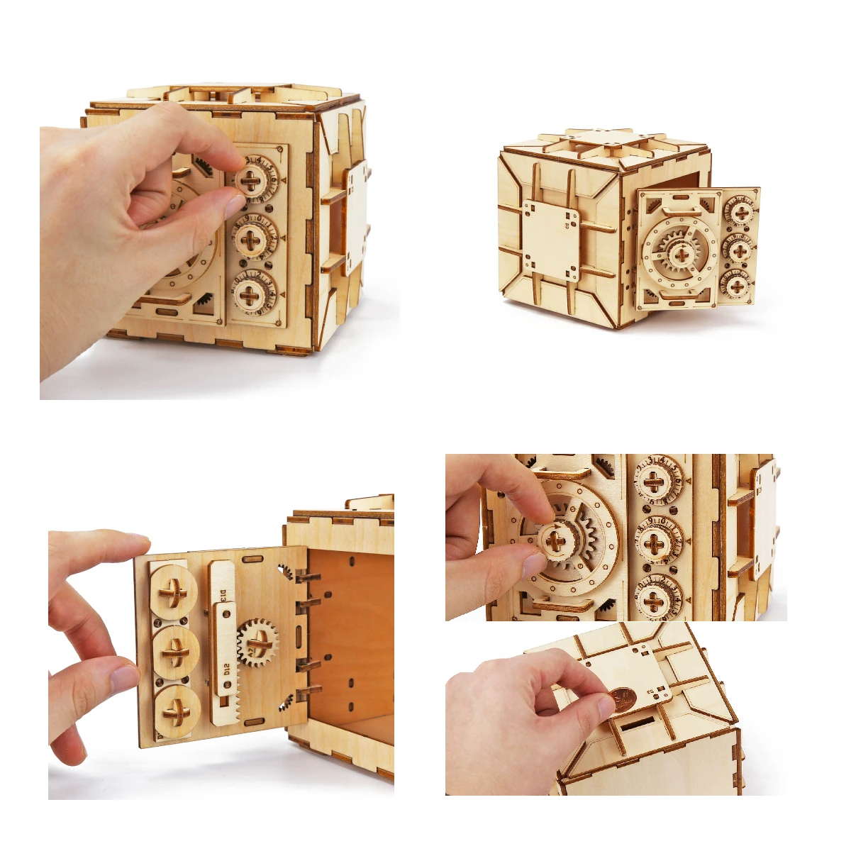 Caja de joyería de madera, rompecabezas mecánico, ensamblaje 3d, bloques de construcción, conjunto de modelos, lápiz labial, anillo, collar, almacenamiento de contraseña