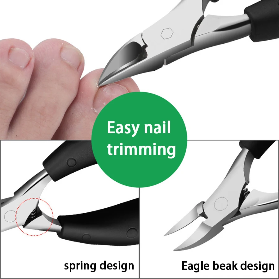 Herramienta de pedicura para uñas gruesas y encarnadas, kit de cortaúñas para pies, herramienta para el cuidado de uñas con hoja curva súper afilada de acero inoxidable