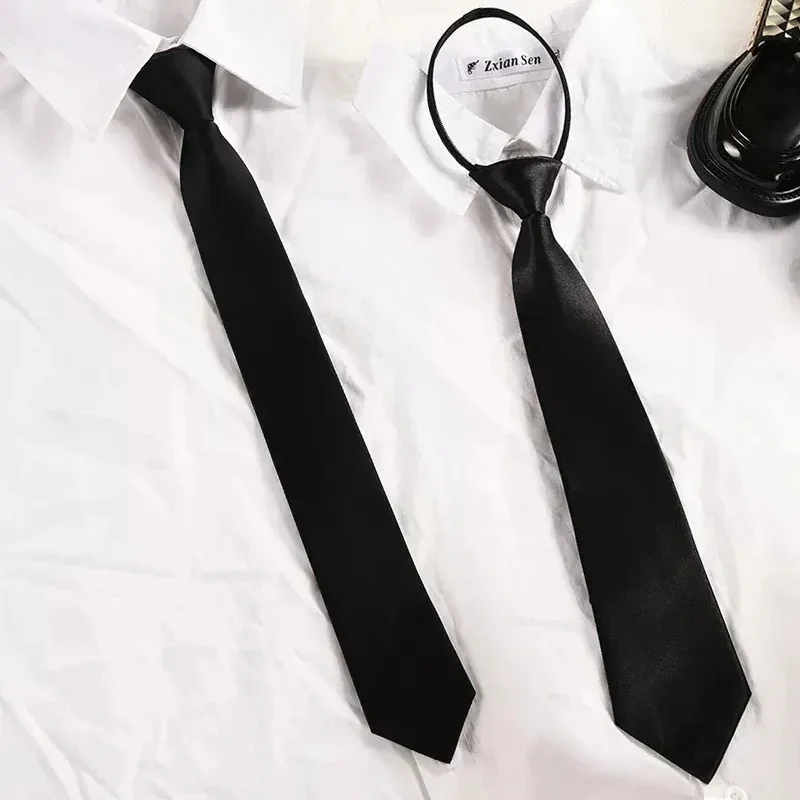 Unissex preto simples clipe no gravata de segurança uniforme camisa terno gravatas aeromo fosco funeral preguiçoso pescoço gravatas homens mulheres estudantes