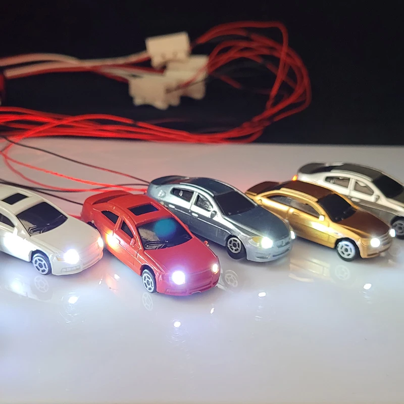 2/4/10Pcs 3v/12V Model Car with Led Plastic model Vehicle HO N Scale Train Layout railway railroad Layout 1:75 1:87 1:150 1:200