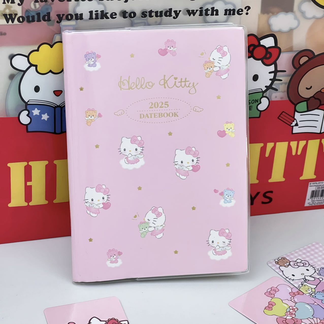 2025 핑크 귀여운 고양이 노트북 일기 일정 플래너 종이 커버, 학교 문구, 96 매