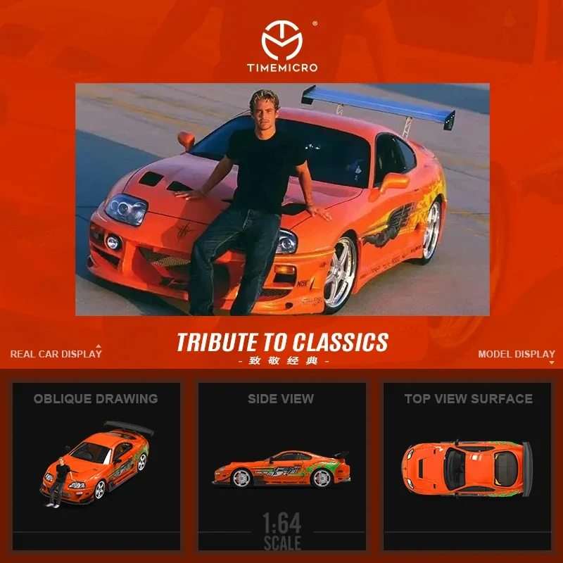 B-M TimeMicro 1:64 Supra A80Z Fast & Furious Paul Walker theme painted alloy model