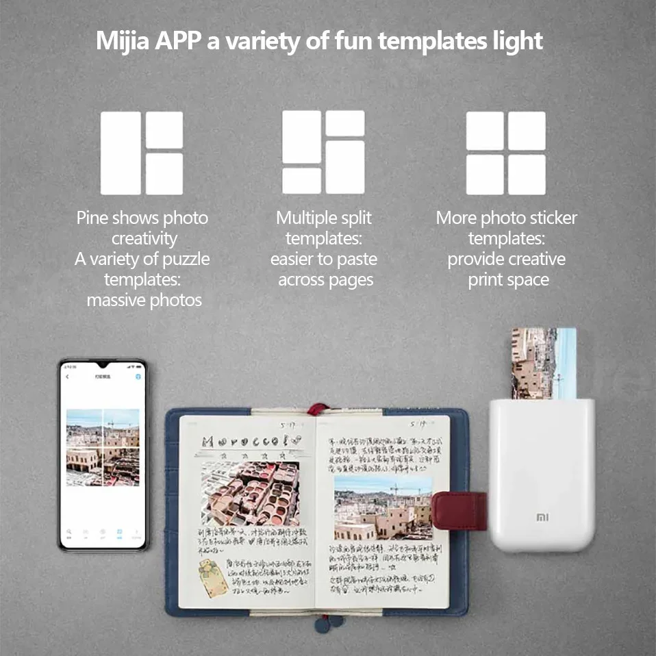 Xiaomi mini impresora fotos para movil, impresora térmica portátil bluetooth 5.0, 313 × 400dpi, impresora de etiqueta adhesivas inalámbrica