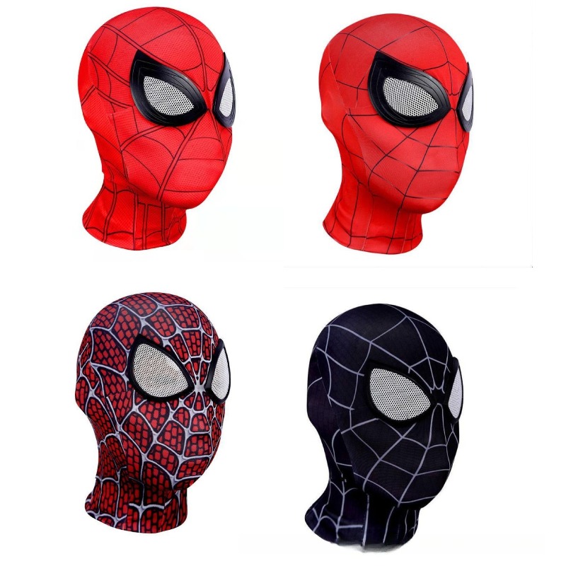 Spidey Full Head Mask for Adults Kids Miles Style Cosplay Costume Halloween Party Fun Gift with Breathable Mesh Eye Covers