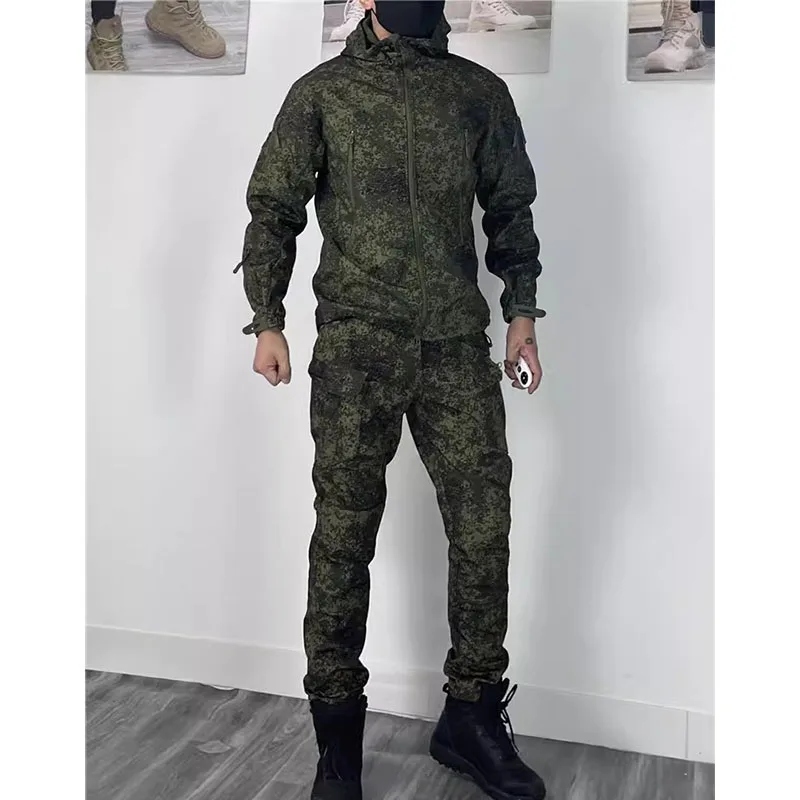 メンズ防水スリーピースセット,通気性フリースジャケット,長袖Tシャツ,ストレートカーゴパンツ,ソフトシェルスーツ,冬