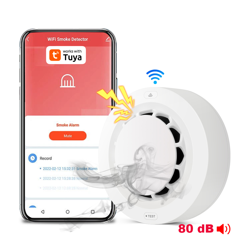 Система пожарной безопасности Tuya, Wi-Fi детектор дыма для дома