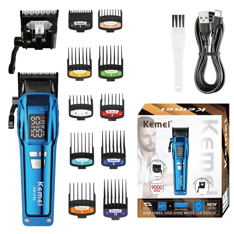 KEMEI Haarschneider, professionell, kabellos, 4600 mAh, langlebig, wiederaufladbar, Haarschneider, Haarschneidemaschine km-2796