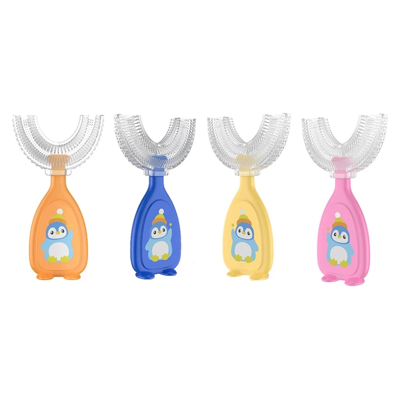 Escova de dentes infantil em forma de U, Baby Health Teethers, escova de bebê de silicone macio, limpeza oral para crianças, 360 graus
