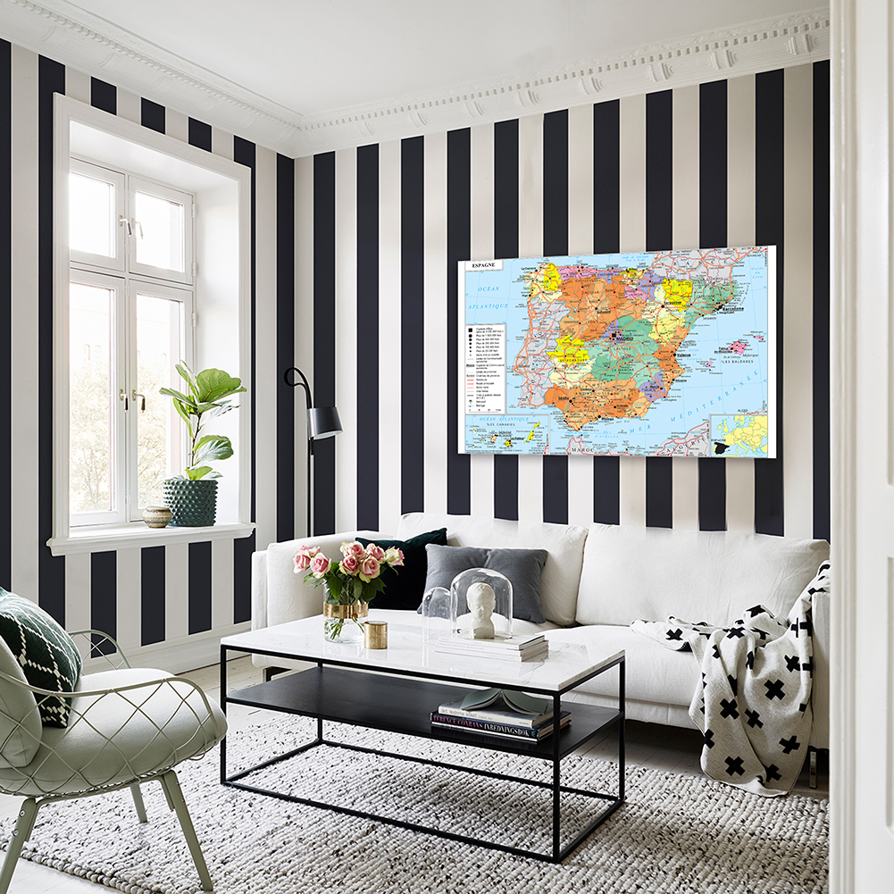 150*100 cm Decoratieve Hangende Foto De Spanje Transportkaart In Franse Muur Poster Non-woven Canvas schilderij Voor School