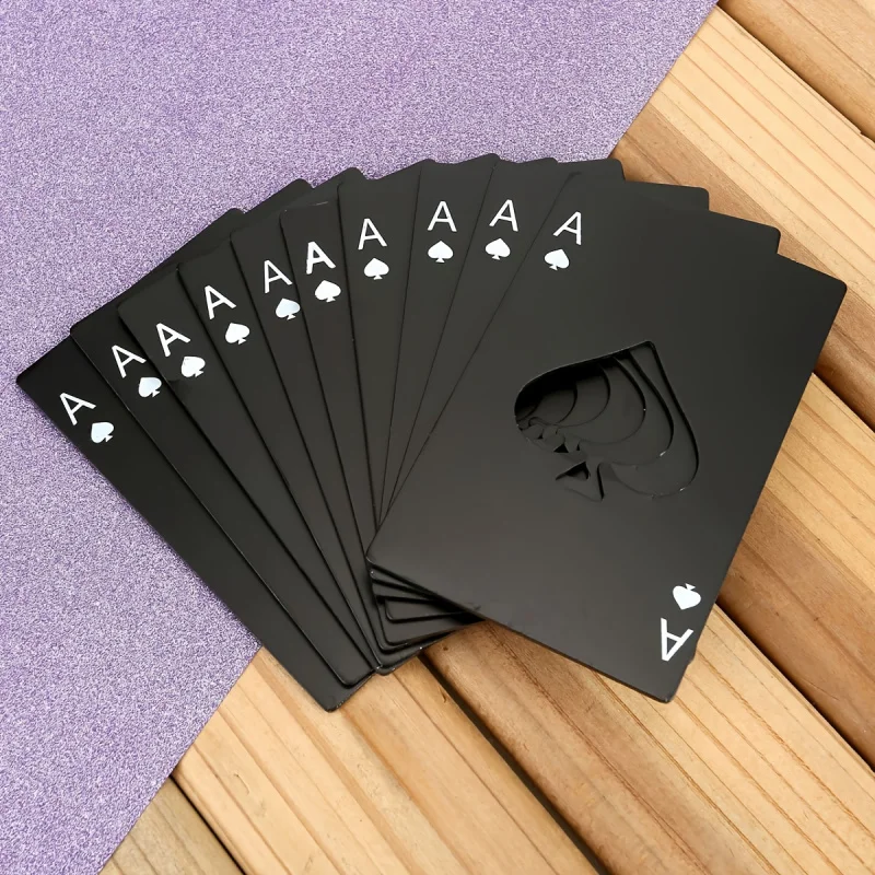 โป๊กเกอร์ขวดเบียร์ Picker เปิด Creative Pocket โลหะมัลติฟังก์ชั่บัตรเครดิตที่เปิดขวดสีดําพีชสแตนเลส