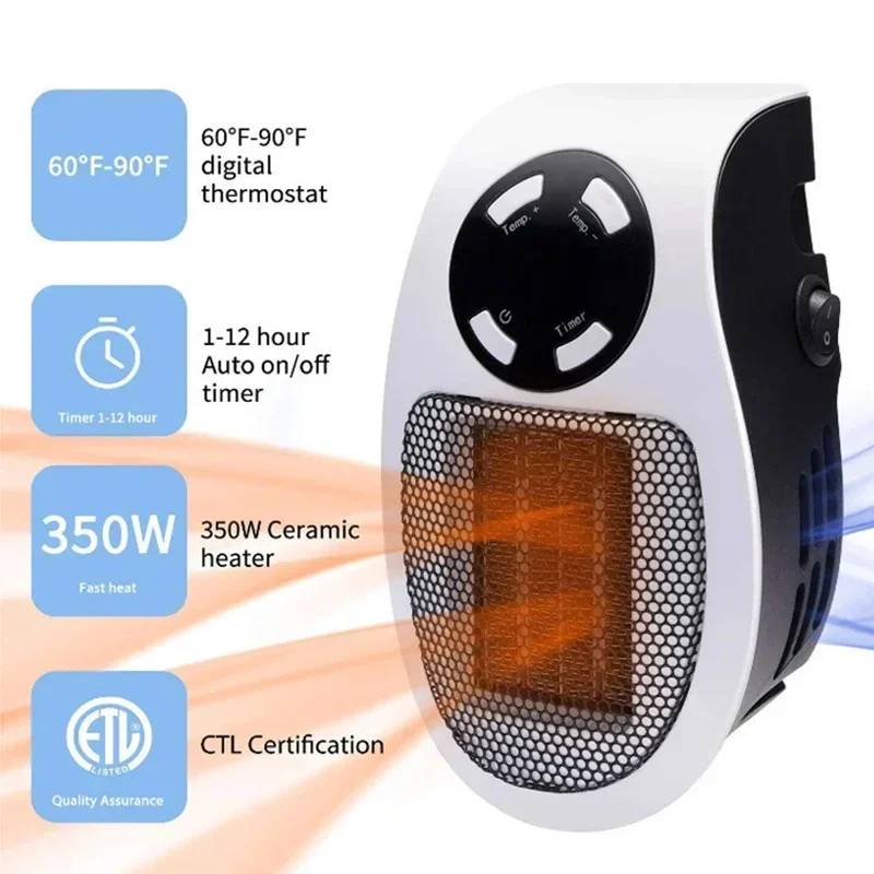 Riscaldatore portatile da 350 W Riscaldatore elettrico Comodo riscaldatore per ambienti Riscaldatore a parete con telecomando Riscaldamento invernale Elettrodomestico
