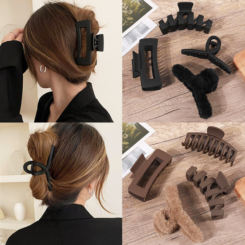2/3/4Pcs Headwear ชุดผู้หญิงแฟชั่น Claw คลิปกาแฟอะคริลิคสีดําขนาดใหญ่ผม Claw เกาหลีสําหรับสาวคลิป Barrette อุปกรณ์เสริมผม