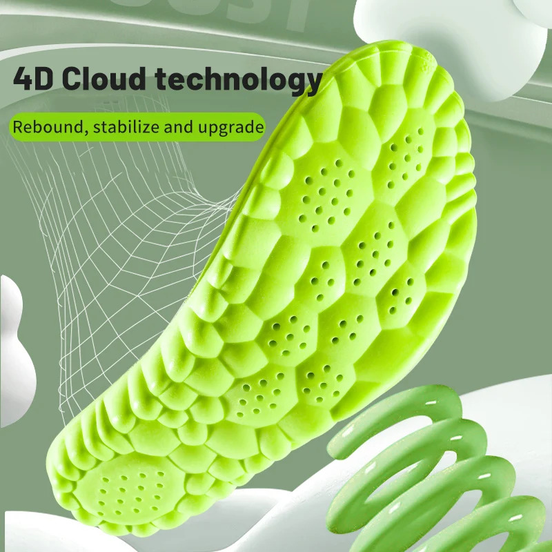 4D Sport-Einlegesohle, superweiche Schuhe, Sohlenpolster für Füße, Stoßdämpfung, Körbe, Schuhsohle, Fußgewölbeunterstützung, orthopädische Einsätze