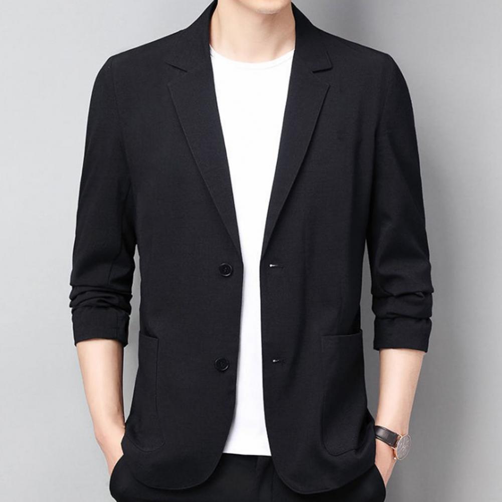 Verão masculino casaco fino terno jaqueta outono linho cor sólida casual terno coreano fino ajuste formal terno de negócios jaqueta