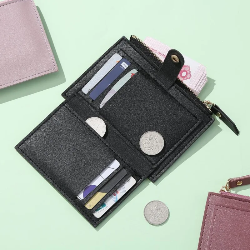 Paquete de tarjetas ultrafino para mujer, monedero coreano, paquete de tarjetas con cremallera, juego de tarjetas bancarias para estudiantes de autobús de color caramelo, paquete de dólar estadounidense