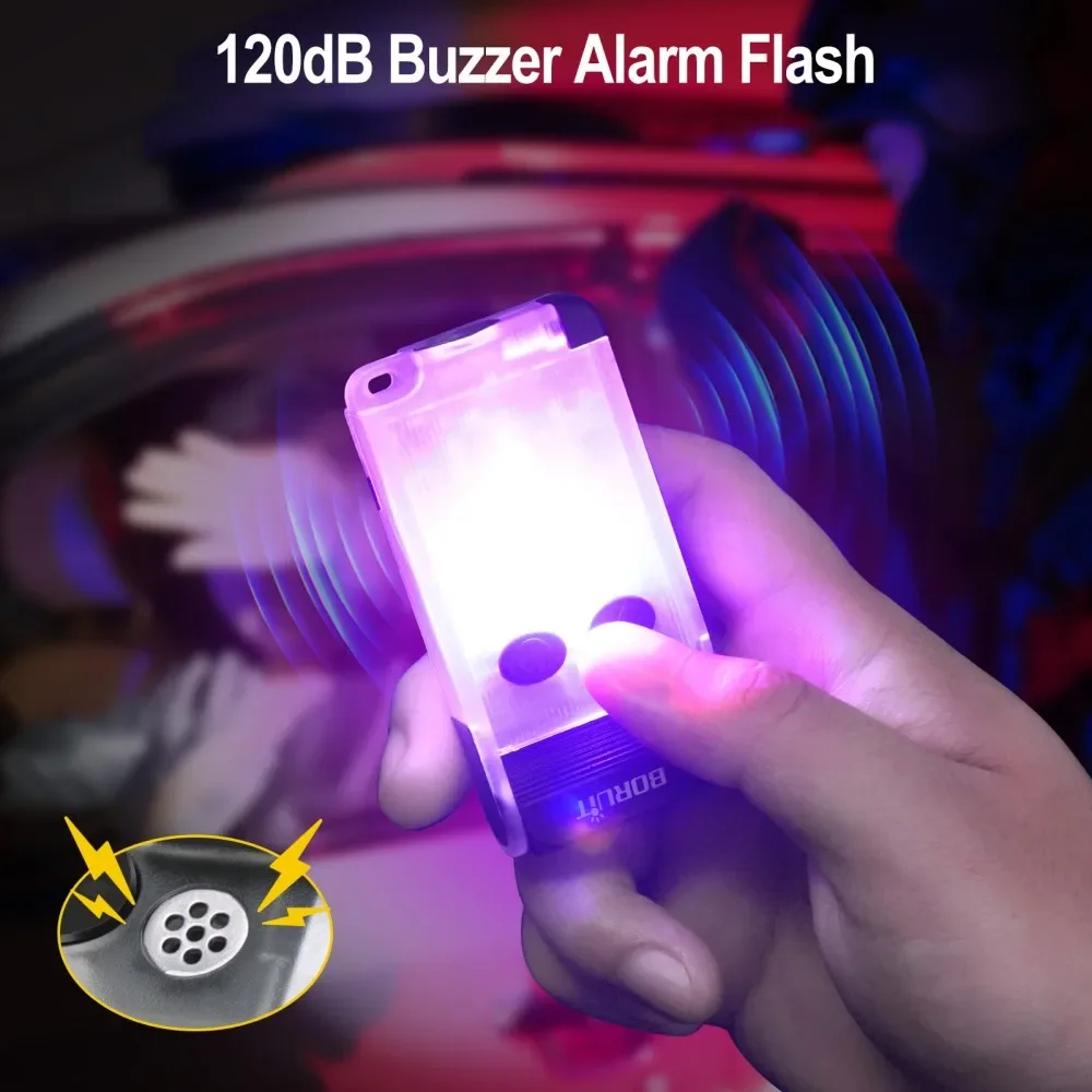 BORUiT V30 900LM UV-LED-EDC-Taschenlampe Typ C wiederaufladbare Powerbank-Arbeitsleuchte mit magnetischem Summer, Camping-Taschenlaterne