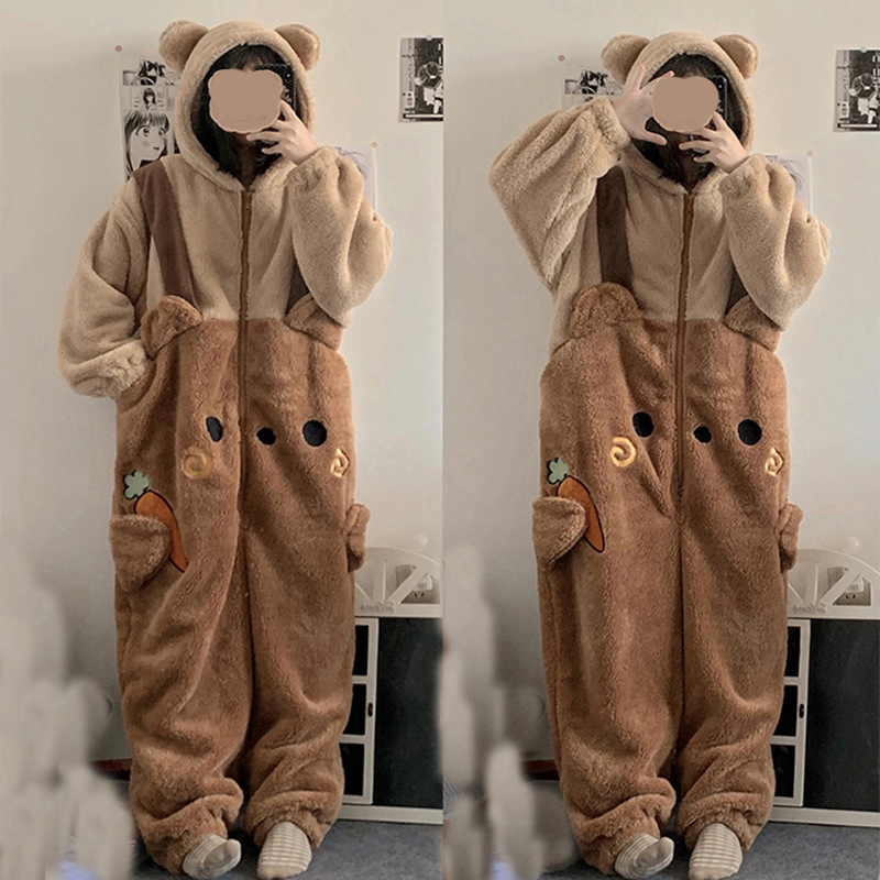 Flanell Anime Onesie Erwachsene Tier Pijama Pyjamas Set Frauen Männer Cosplay Halloween Cartoon Pyjama Erwachsene Winter Bär Nachtwäsche