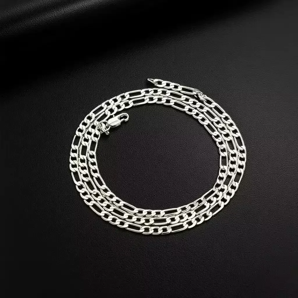 ファインノーブル新到着 925 シルバー 4 ミリメートルチェーン男性女性ブレスレットネックレスジュエリーセット女性クリスマスギフトチャーム結婚式