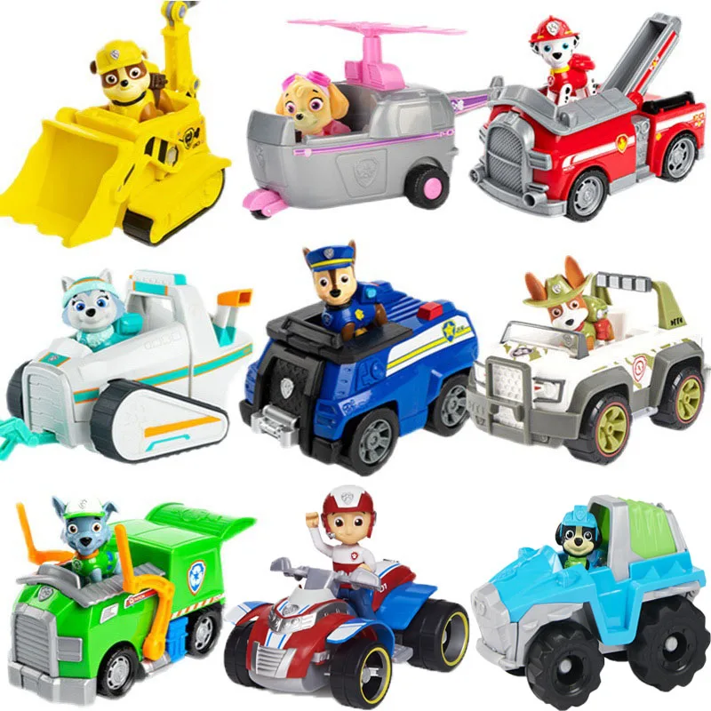 10 ของแท้ Paw Patrol Everest Ryder Rex Skye Chase Rocky Zuma รถสะสมรูปของขวัญวันเกิดของเล่นเด็ก