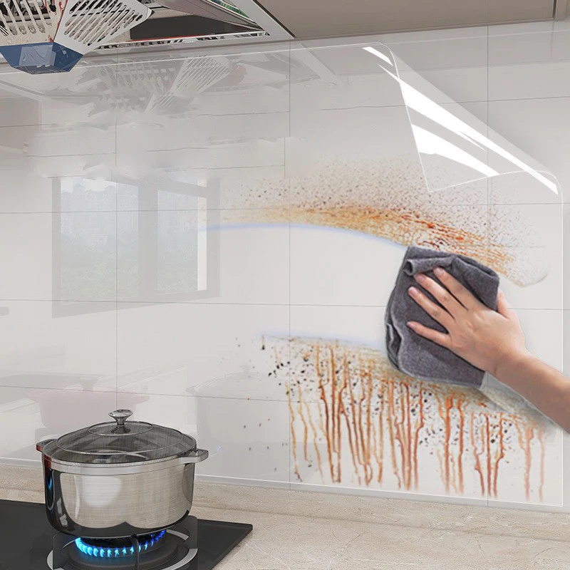 Papel de parede transparente cozinha adsorção eletrostática película protetora à prova de óleo adesivo de parede filme decorativo papéis de parede casa